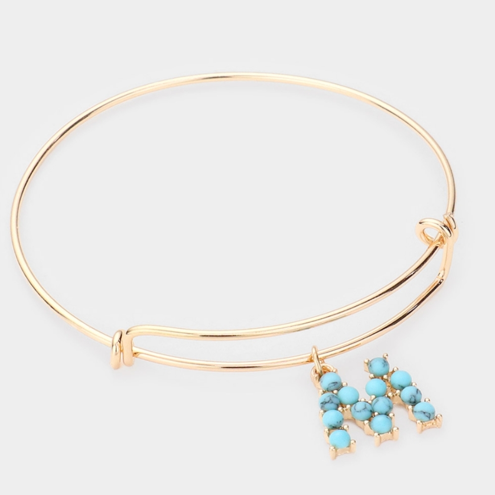 💥M- Turquoise Embellished Monogram